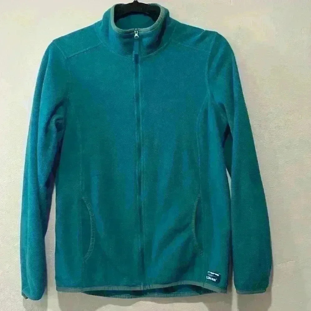 LL Bean Green Zip Up fleece jacket sweater size small